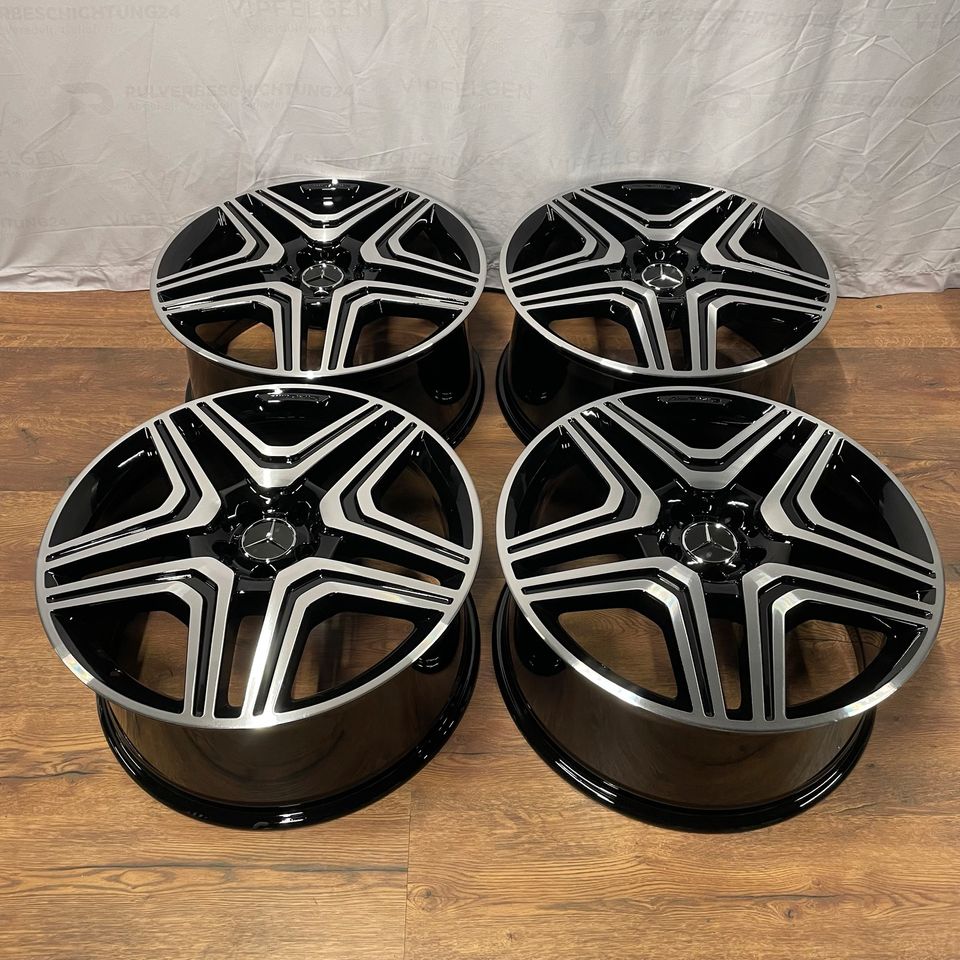 Originale 21 Zoll Mercedes GL-Klasse AMG X166 Alufelgen A1664011400 Felgen Leichtmetallfelgen schwarz glänzend mit glanzgedrehter Front (weitere Farben möglich) 