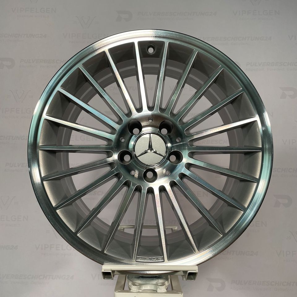 Originale 18 Zoll AMG Mercedes CLS C219 W219 Styling V Alufelgen Felgen Leichtmetallfelgen silber glänzend mit glanzgedrehter Front (weitere Farben möglich)