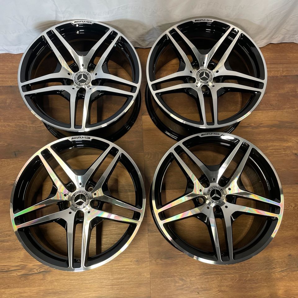 Originale 19 Zoll Mercedes SL 55 63 65 AMG R230 Schmiede-Alufelgen Felgen Leichtmetallfelgenschwarz mit glanzgedrehter Front (weitere Farben möglich) 