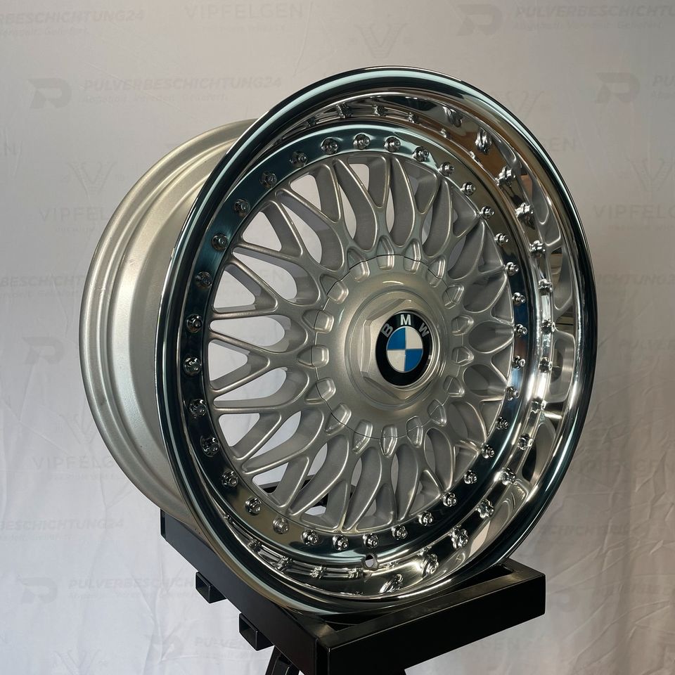 Originale 17 Zoll BMW 5er E34 E39 Styling 5 BBS RC090 Alufelgen Felgen Leichtmetallfelgen silber mit poliertem Felgenbett (weitere Farben möglich)