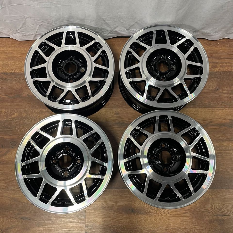 Originale 14 Zoll VW Golf 1 2 AVUS Snowflake Alufelgen Felgen Alufelgen schwarz mit glanzgedrehter Front (weitere Farben möglich)