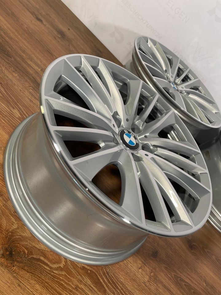 Originale 19 Zoll BMW 5er F10 Styling 332 W-Speiche Alufelgen Felgen Leichtmetallfelgen silber mit glanzgedrehter Front (weitere Farben möglich) 