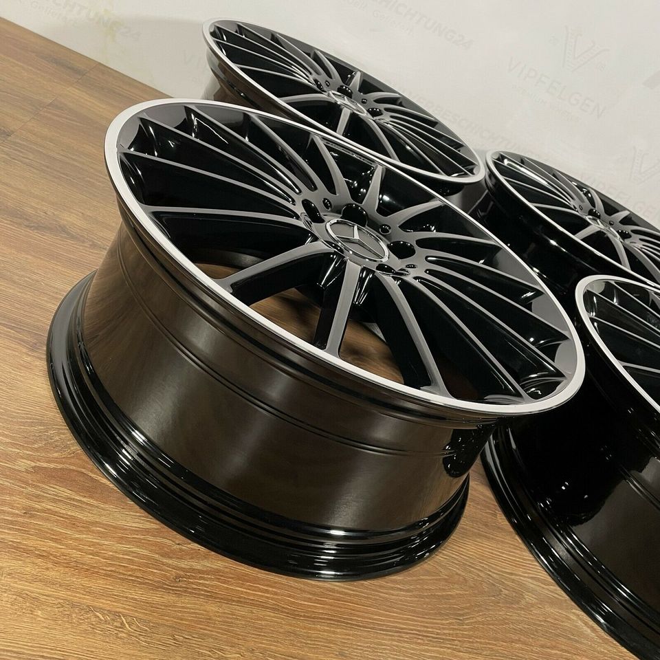 Originale 19 Zoll AMG Mercedes A-Klasse A45 W176 Alufelgen Felgen Leichtmetallfelgen schwarz glänzend mit CNC gedrehtem Rand (weitere Farben möglich)