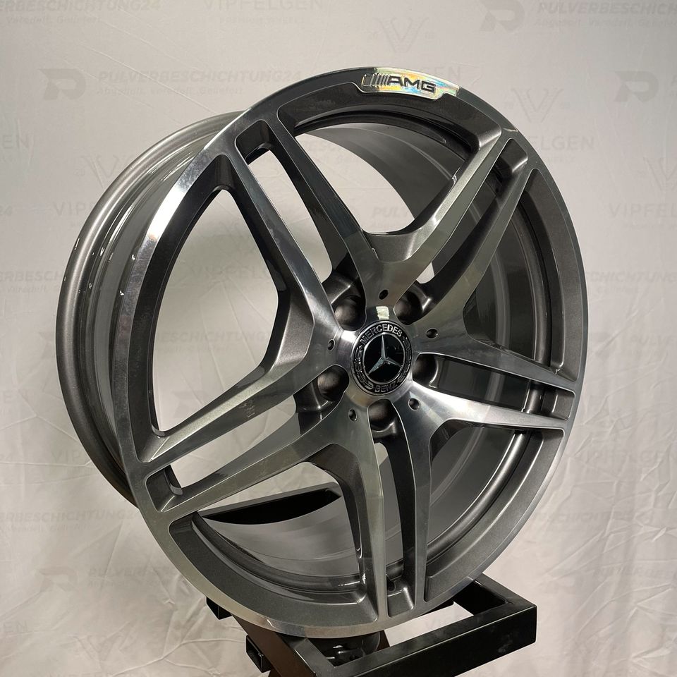 Originale 19 Zoll AMG Mercedes CLS C219 W219 Schmiede-Alufelgen Felgen Leichtmetallfelgen in anthrazit mit glanzgedrehter Front (weitere Farben möglich)