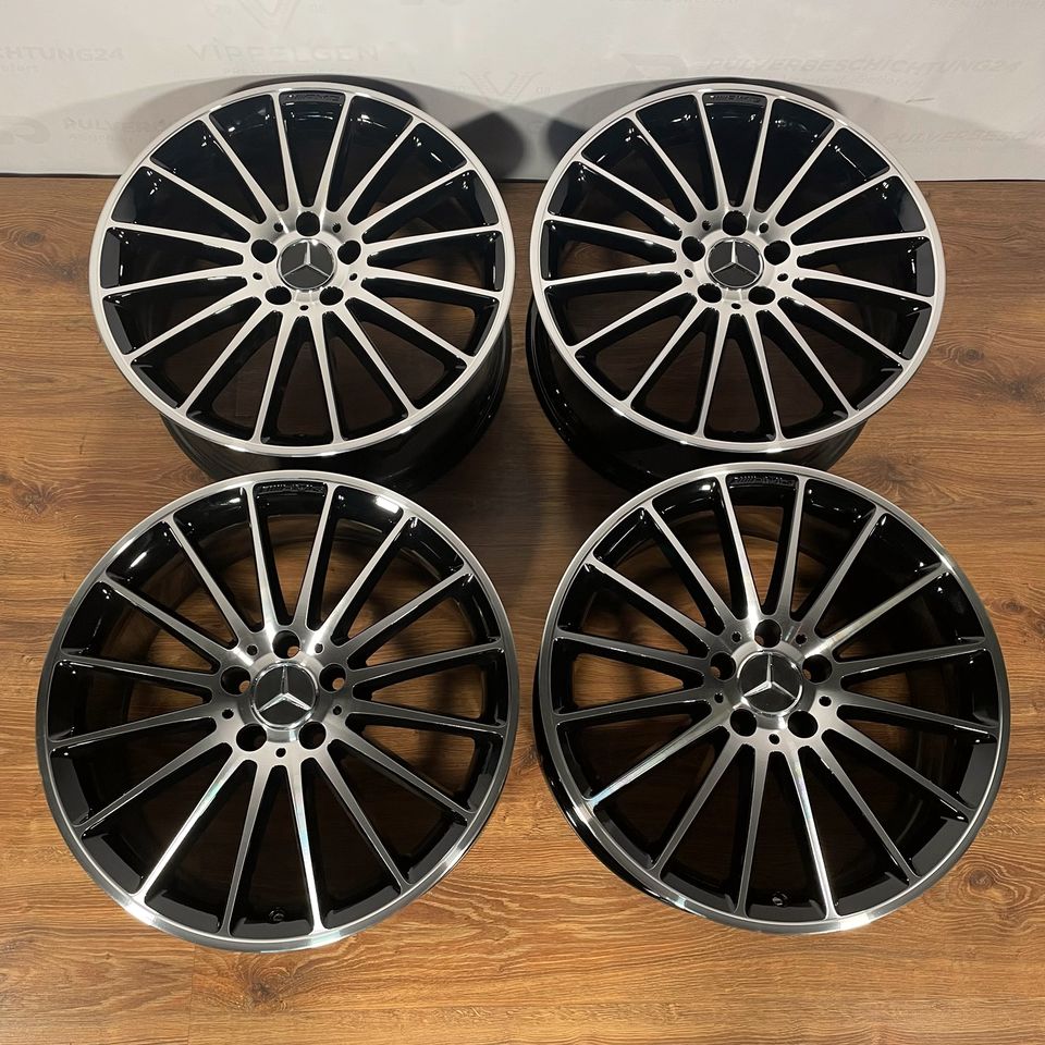 Originale 19 Zoll AMG Mercedes A-Klasse A45 W176 Alufelgen Felgen Leichtmetallfelgen schwarz glänzend mit glanzgedrehter Front (weitere Farben möglich)