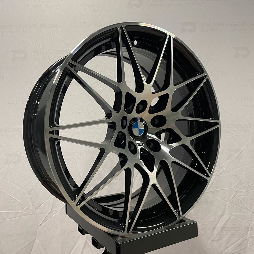 Originale 20 Zoll BMW M3 F80 M4 F82 Styling M666 Competition Alufelgen Felgen Leichtmetallfelgen schwarz mit glanzgedrehter Front (weitere Farben möglich)