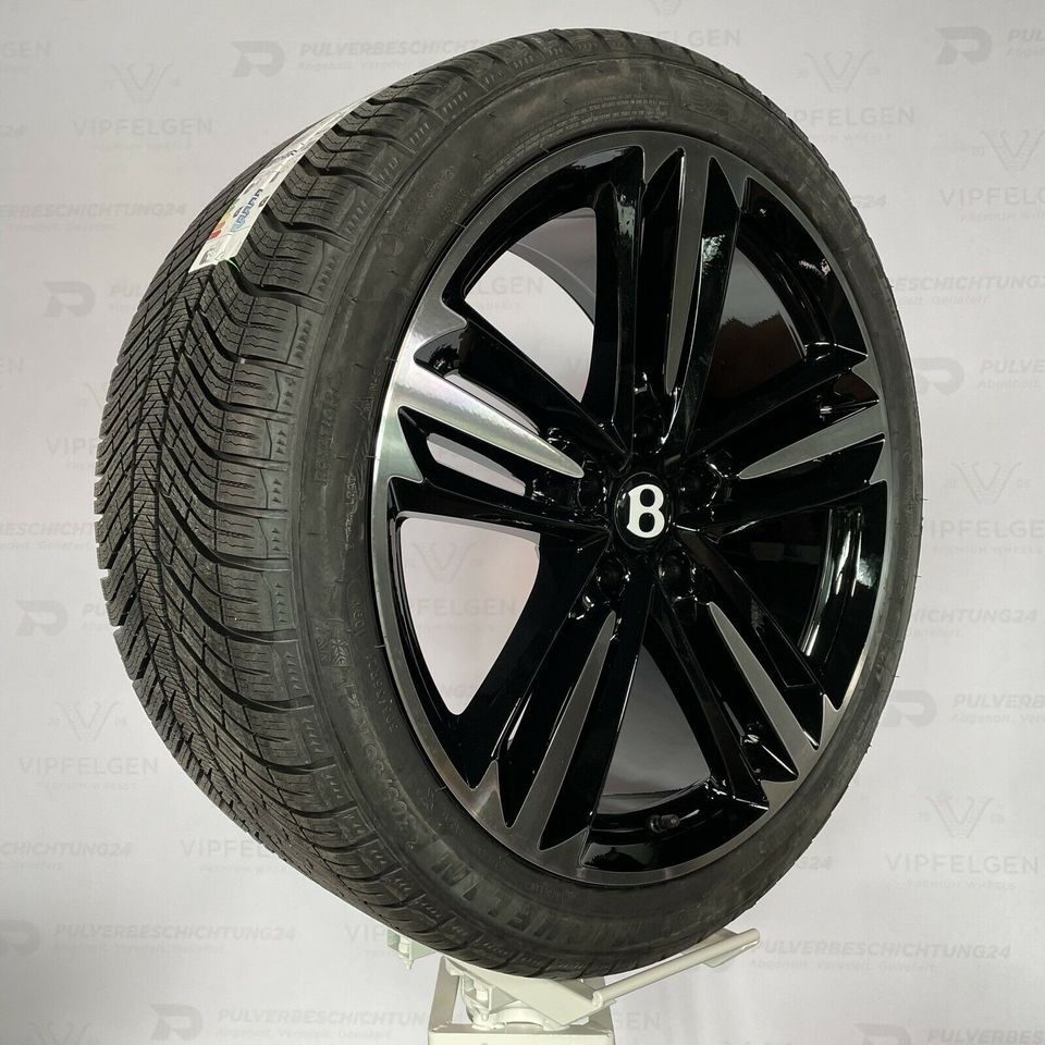 Originale 21 Zoll Bentley Continental 3S 3SA601025AD Winterräder schwarz mit glanzgedrehter Front mit montierter und gewuchteter Bereifung von Michelin Pilot Alpina Winterreifen VA 265/40 R21 105V und HA 305/35 R21 109V (andere Farben auf Wunsch möglich)