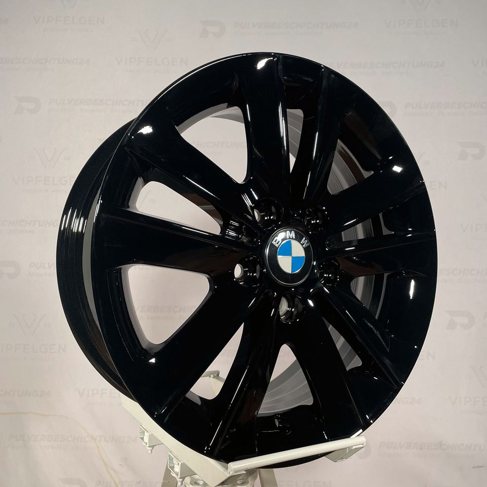 Originale 17 Zoll BMW 1er E87 E88 Styling 141 V-Speiche Alufelgen Felgen Leichtmetallfelgen schwarz glänzend mit montierter und gewuchteter Bereifung wie in der Korrespondenz (weitere Farben möglich)