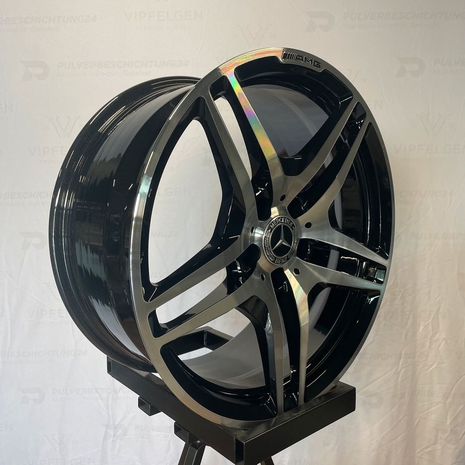 Originale 19 Zoll Mercedes SL 55 63 65 AMG R230 Schmiede-Alufelgen Felgen Leichtmetallfelgenschwarz mit glanzgedrehter Front (weitere Farben möglich) 