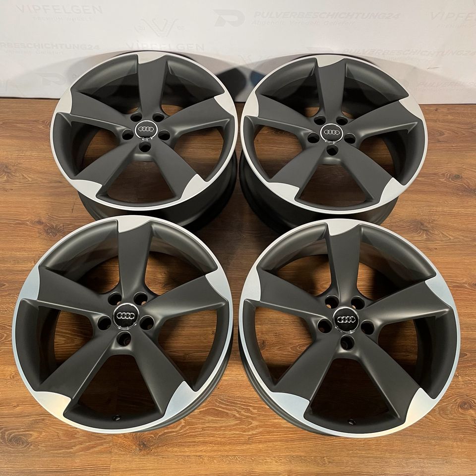 Originale 20 Zoll Audi A6 S6 4G C7 Rotor Alufelgen Felgen Leichtmetallfelgen schwarz matt + CNC gedrehtem Rand mit 255/40 R20 Sommerbereifung Continental indiv. auf Kundenwunsch (andere Farben möglich) 