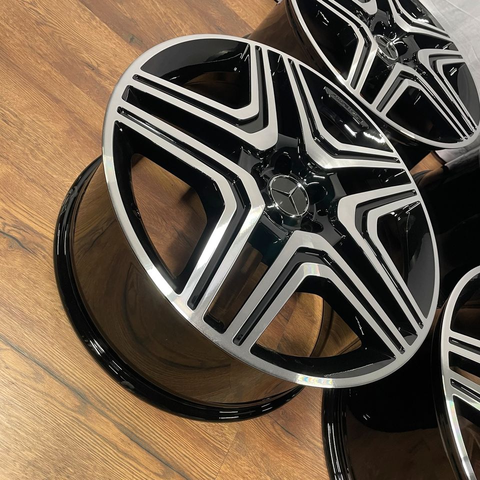 Originale 21 Zoll Mercedes GL-Klasse AMG X166 Alufelgen A1664011400 Felgen Leichtmetallfelgen schwarz glänzend mit glanzgedrehter Front (weitere Farben möglich) 