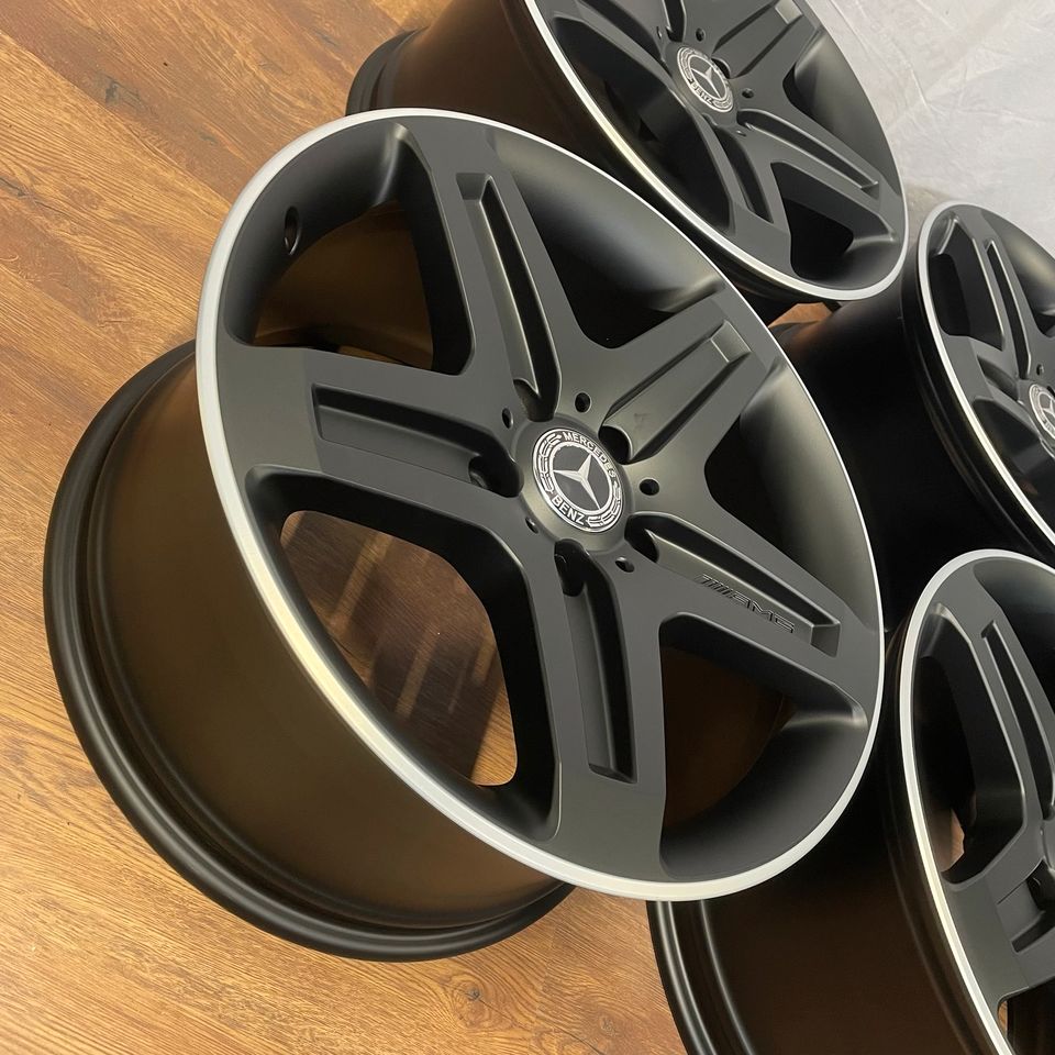 Originale 19 Zoll Mercedes G-Klasse W463 AMG Alufelgen Felgen Leichtmetallfelgen schwarz matt mit glanzgedrehtem Rand (weitere Farben möglich)