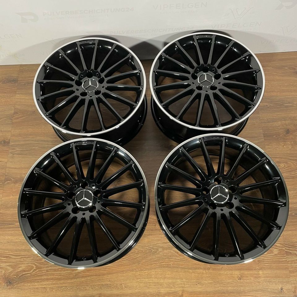 Originale 19 Zoll AMG Mercedes CLA45 A250 C117 X117 Alufelgen Felgen Leichtmetallfelgen schwarz glänzend mit glanzgedrehtem Rand (weitere Farben möglich)