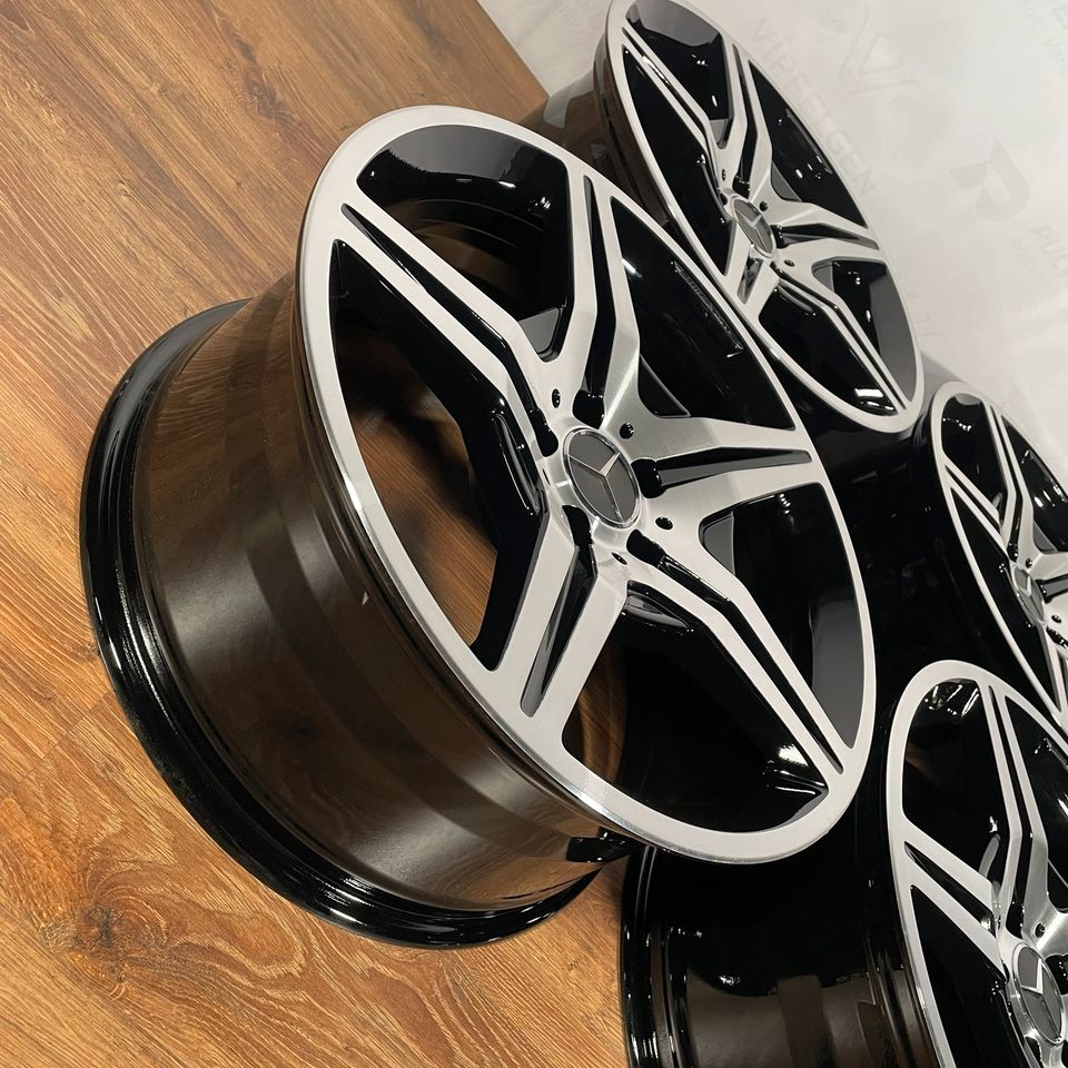 Originale 19 Zoll Mercedes SL R230 AMG Styling 6 VI Alufelgen Felgen Leichtmetallfelgen 4 x 8,5J schwarz mit CNC gedrehter Front (weitere Farben möglich)