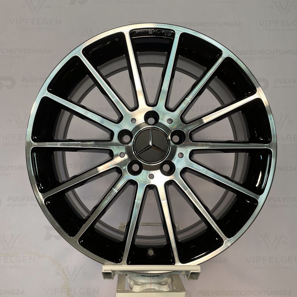Originale 18 Zoll AMG Mercedes CLA C117 X117 Alufelgen Felgen Leichtmetallfelgen schwarz glänzend mit glanzgedrehter Front (weitere Farben möglich) 