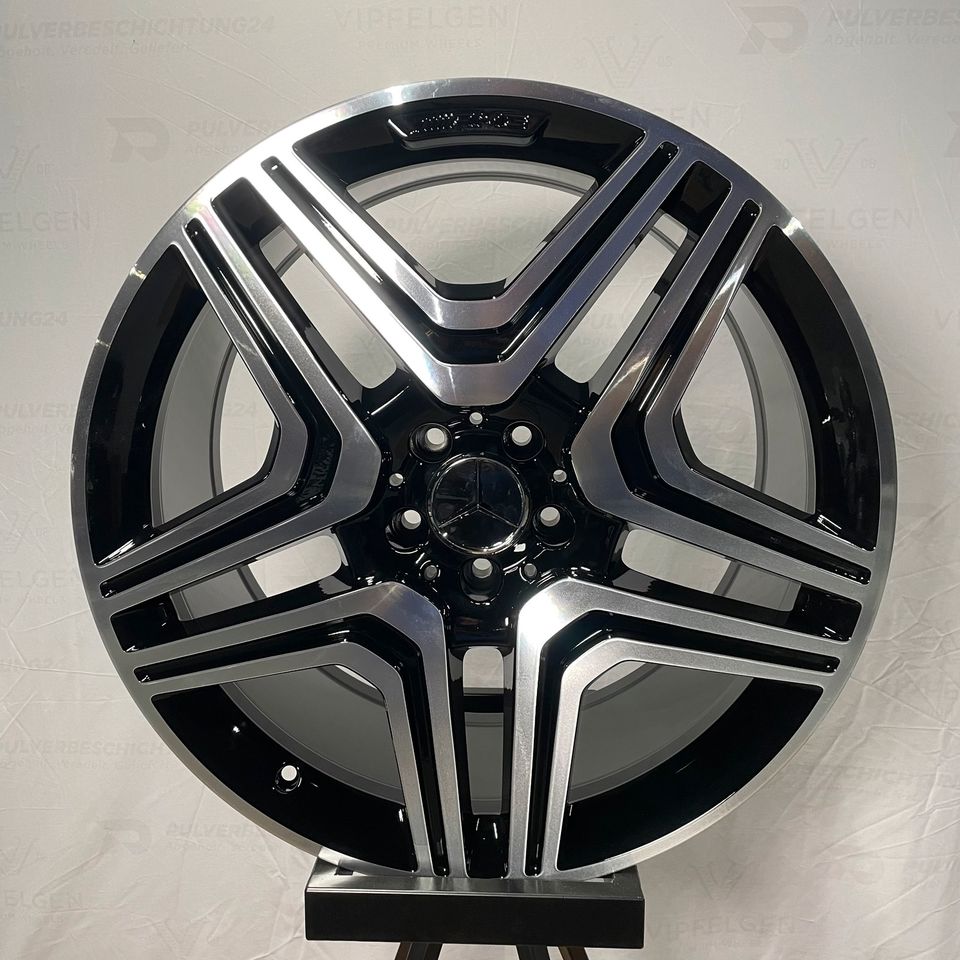 Originale 21 Zoll Mercedes GL-Klasse AMG X166 Alufelgen A1664011400 Felgen Leichtmetallfelgen schwarz glänzend mit glanzgedrehter Front (weitere Farben möglich) 