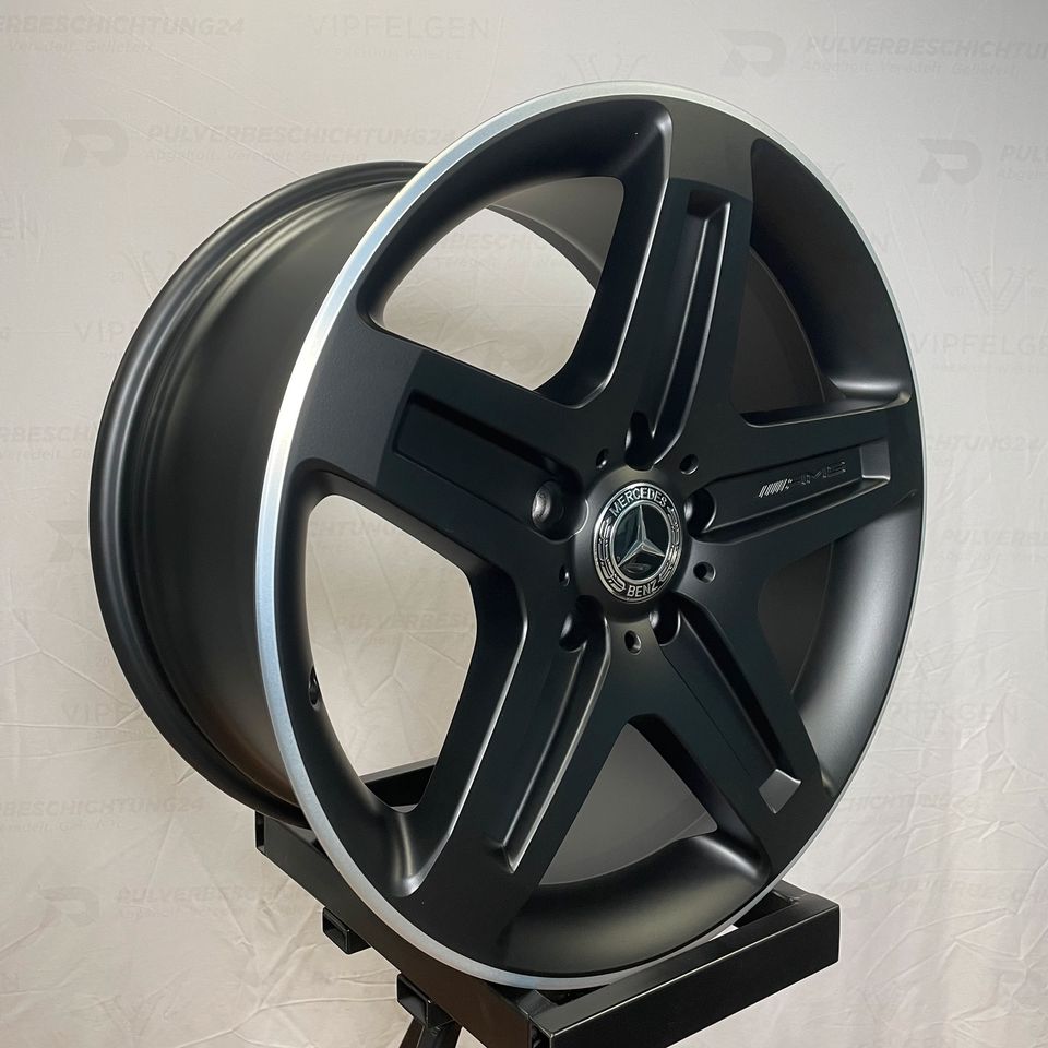 Originale 19 Zoll Mercedes G-Klasse W463 AMG Alufelgen Felgen Leichtmetallfelgen schwarz matt mit glanzgedrehtem Rand (weitere Farben möglich)