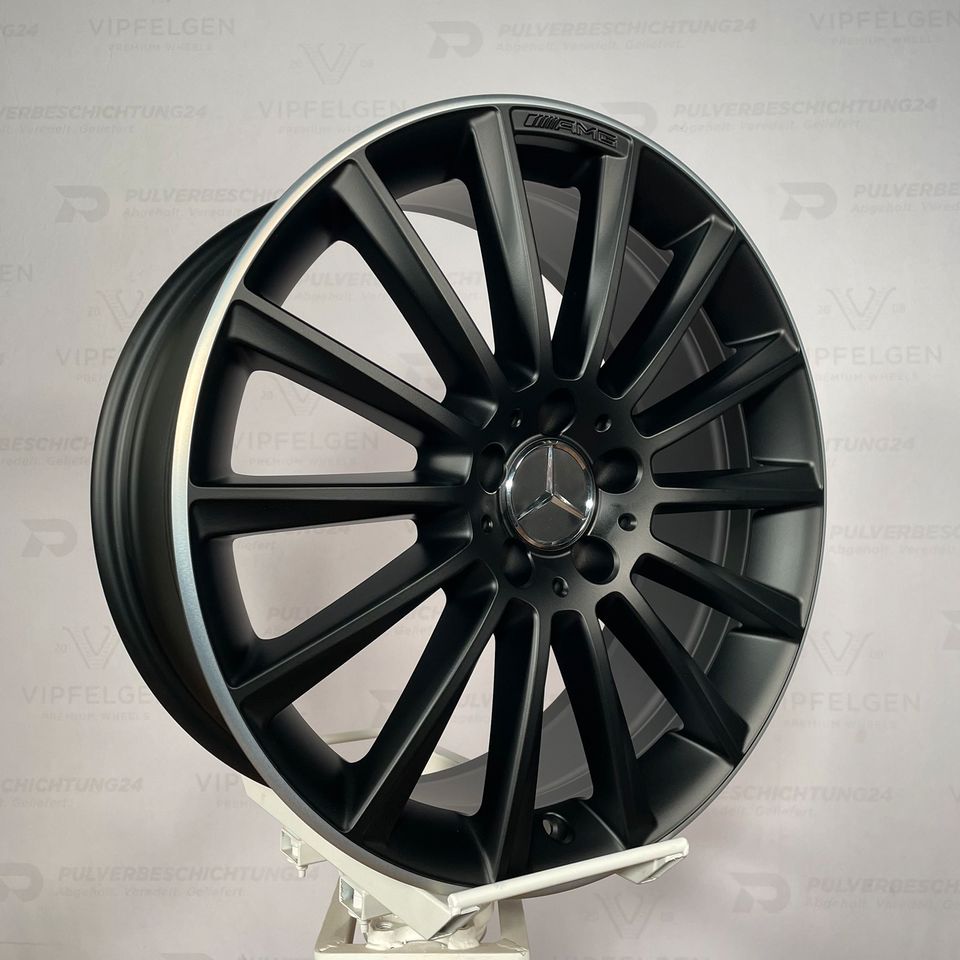 Originale 19 Zoll Mercedes C43 AMG C450 W205 Turbinen Alufelgen schwarz matt mit CNC gedrehter Front Felgen Leichtmetallfelgen (weitere Farben möglich)