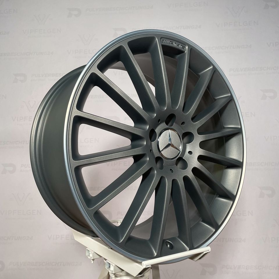 Originale 19 Zoll Mercedes C-Klasse W204 C63 AMG Performance Alufelgen Felgen Leichtmetallfelgen Himalaya grau matt mit CNC glanzgedrehtem Rand (weitere Farben möglich)