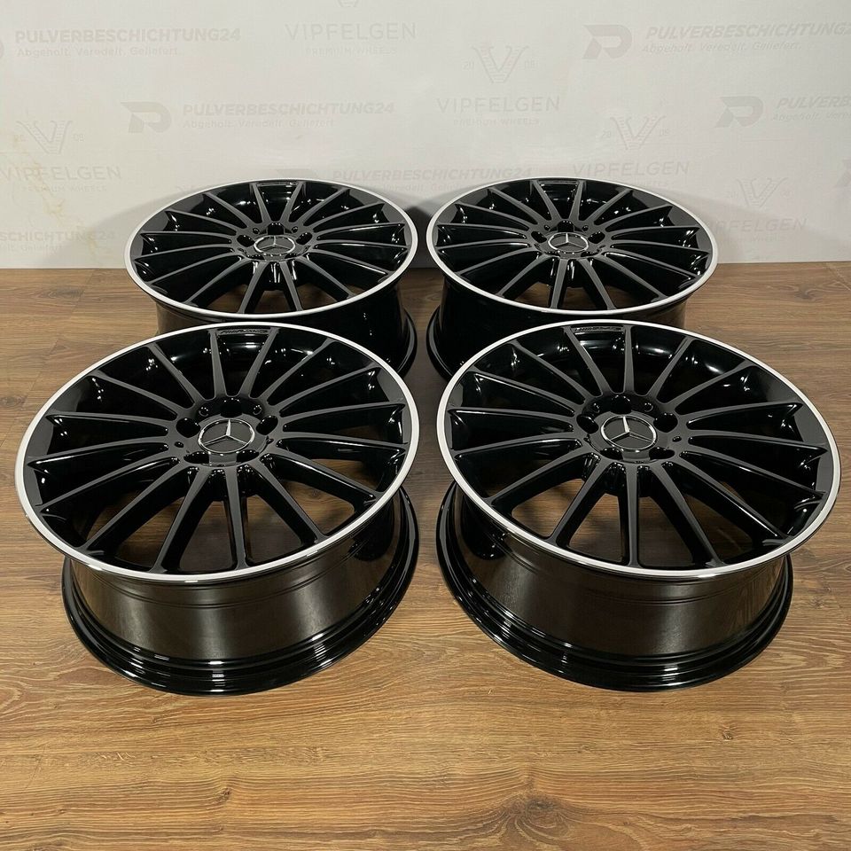 Originale 19 Zoll AMG Mercedes A-Klasse A45 W176 Alufelgen Felgen Leichtmetallfelgen schwarz glänzend mit CNC gedrehtem Rand (weitere Farben möglich)