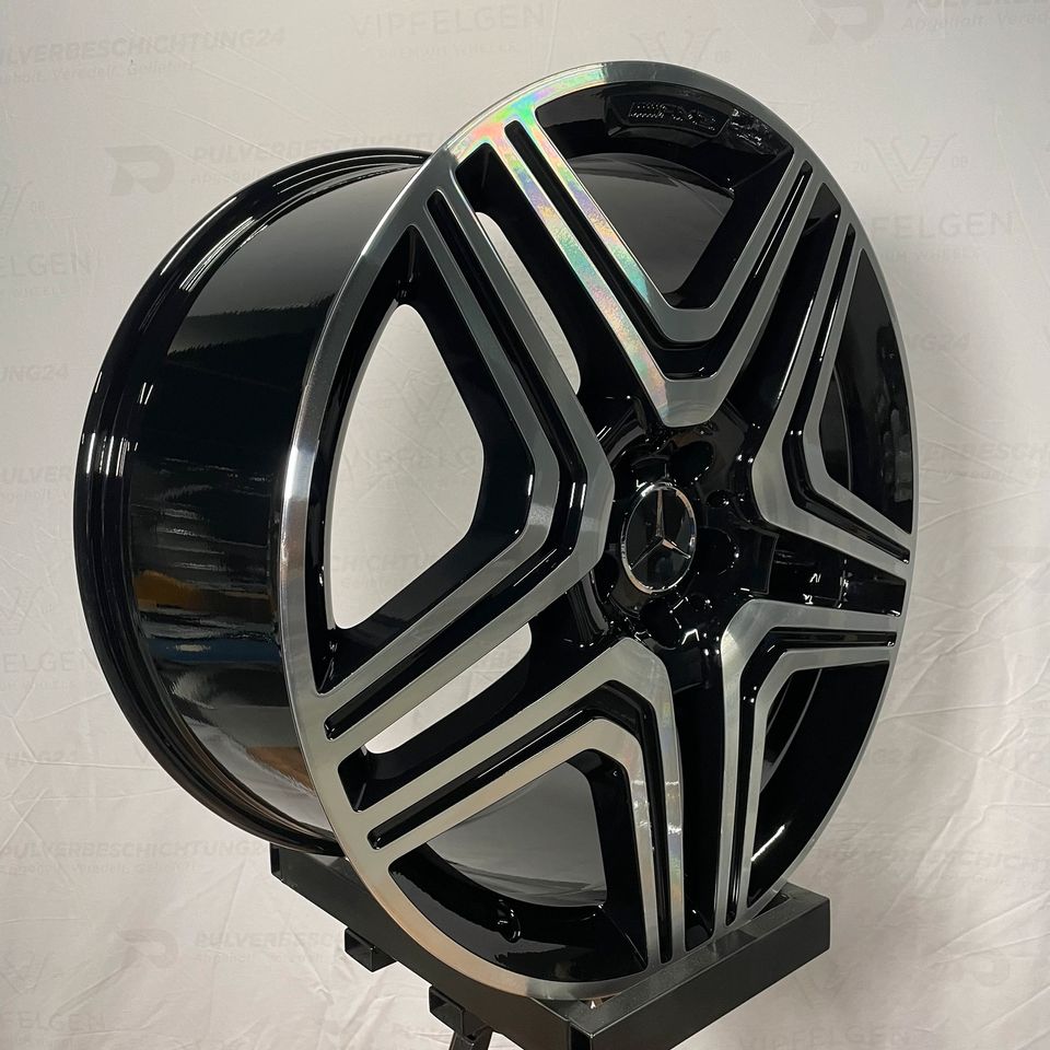 Originale 21 Zoll Mercedes GL-Klasse AMG X166 Alufelgen A1664011400 Felgen Leichtmetallfelgen schwarz glänzend mit glanzgedrehter Front (weitere Farben möglich) 