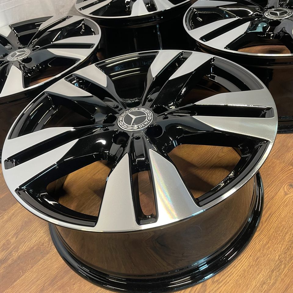 Originale 19 Zoll Mercedes V-Klasse W639 Vito Viano Alufelgen Felgen Leichtmetallfelgen schwarz mit glanzgedrehter Front (weitere Farben möglich)