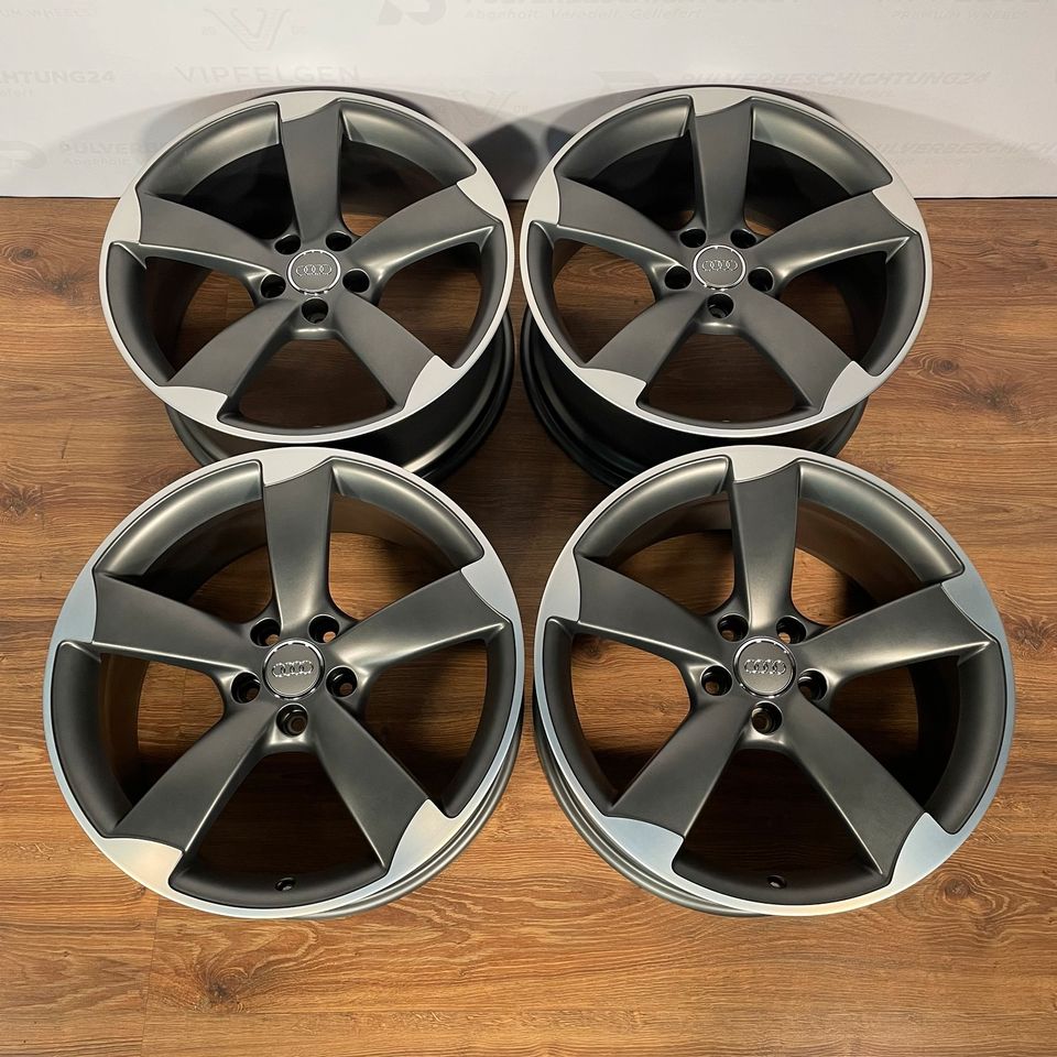 Originale 18 Zoll Audi A3 S3 8V Rotor Alufelgen 5x112 Leichtmetallfelgen Felgen anthrazit glänzend glanzgedreht mit Sommerbereifung von Pirelli montiert und gewuchtet indiv. auf Kundenwunsch (weitere Farben möglich) 