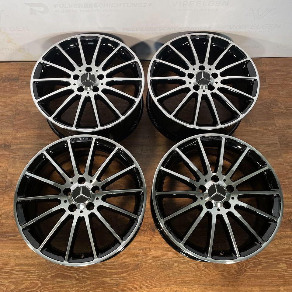 Originale 18 Zoll AMG Mercedes CLA C117 X117 Alufelgen Felgen Leichtmetallfelgen schwarz glänzend mit glanzgedrehter Front (weitere Farben möglich) 
