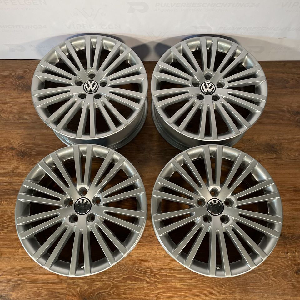 Originale 18 Zoll VW Golf 5 V R32 GTI Zolder Alufelgen Felgen Leichtmetallfelgen silber glänzend mit Pirelli Ganzjahresreifen 225/40/18 inkl. Montage und Auswuchten (weitere Farben möglich)