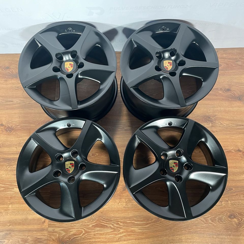 Originale 18 Zoll Porsche 996 Turbo / 4S Techno Hohlspeichen Alufelgen Felgen Leichtmetallfelgen schwarz matt (weitere Farben möglich)