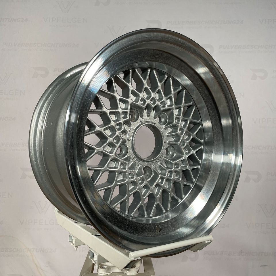 Originale 15 Zoll BBS Mahle Alufelgen 5x130 Porsche 911 964 928 Felgen Leichtmetallfelgen silber mit glanzgedrehtem Bett (weitere Farben möglich)