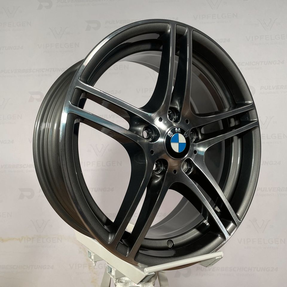 Originale 19 Zoll BMW 3er E90 E92 Styling M313 Doppelspeiche Alufelgen Felgen Leichtmetallfelgen anthrazit mit glanzgedrehter Front (weitere Farben möglich)