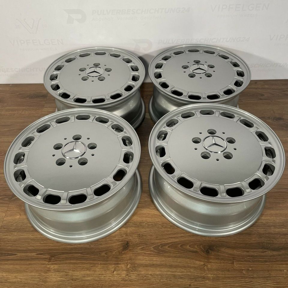 Originale 15 Zoll Mercedes W126 C126 R107 Gullideckel Alufelgen Felgen Leichtmetallfelgen silber glänzend (weitere Farben möglich)