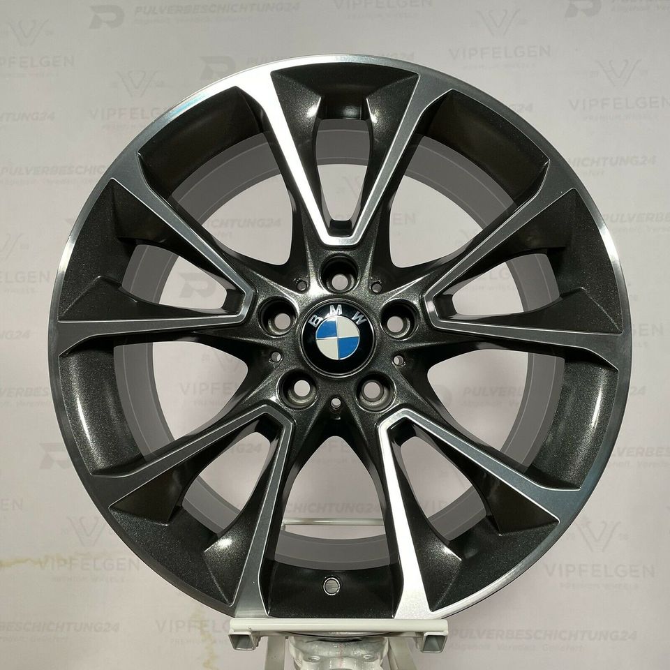 Originale 19 Zoll BMW X5 F15 Styling 449 Sternspeiche Felgen Alufelgen Leichtmetallfelgen Sparkling Iron Dark mit CNC gedrehter Front (weitere Farben möglich) 