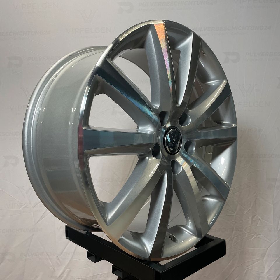 Original 20 Zoll VW Touareg 7L Mountain Alufelgen Felgen Leichtmetallfelgen Silber mit glanzgedrehter Front (weitere Farben möglich) 