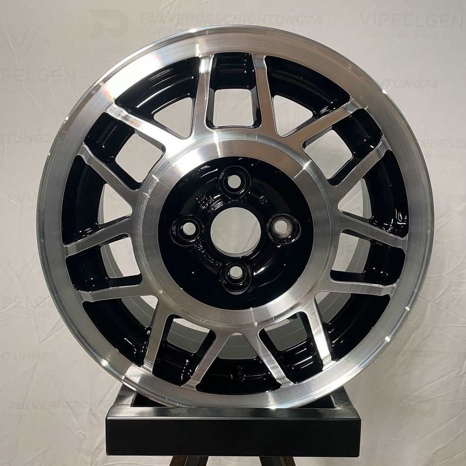 Originale 14 Zoll VW Golf 1 2 AVUS Snowflake Alufelgen Felgen Alufelgen schwarz mit glanzgedrehter Front (weitere Farben möglich)