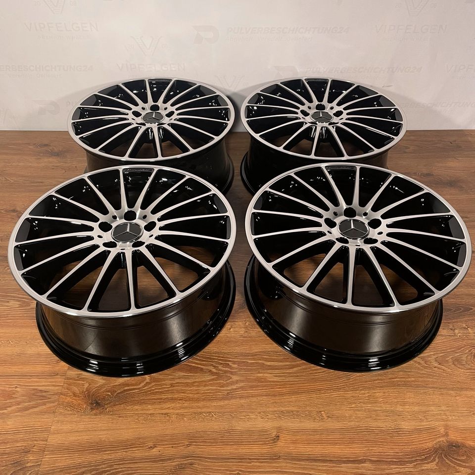 Originale 19 Zoll AMG Mercedes A-Klasse A45 W176 Alufelgen Felgen Leichtmetallfelgen schwarz glänzend mit glanzgedrehter Front (weitere Farben möglich)