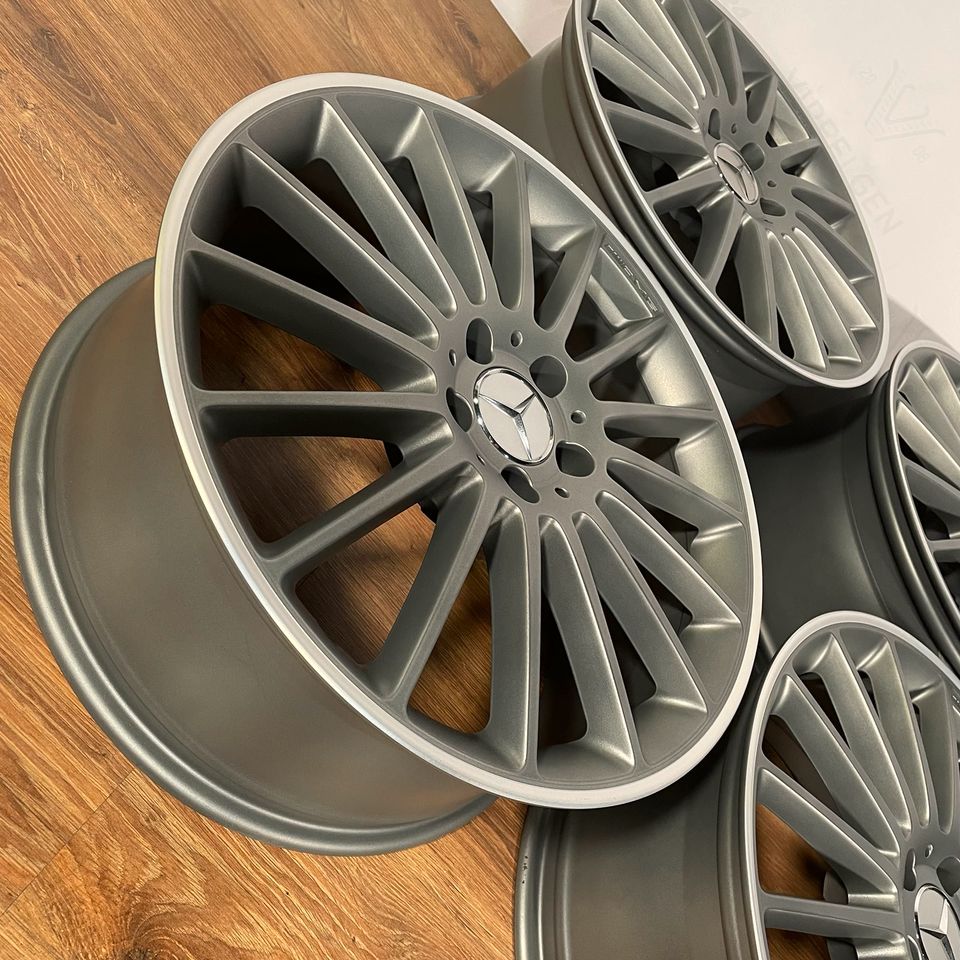 Originale 19 Zoll Mercedes C-Klasse W204 C63 AMG Performance Alufelgen Felgen Leichtmetallfelgen Himalaya grau matt mit CNC glanzgedrehtem Rand (weitere Farben möglich)
