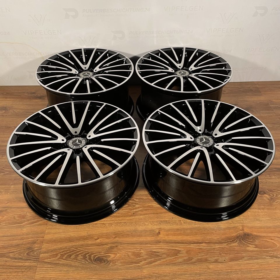 Originale 21 Zoll AMG Mercedes S-Klasse W223 Alufelgen Felgen Leichtmetallfelgen schwarz glänzend glanzgedrehte Front (weitere Farben möglich) 