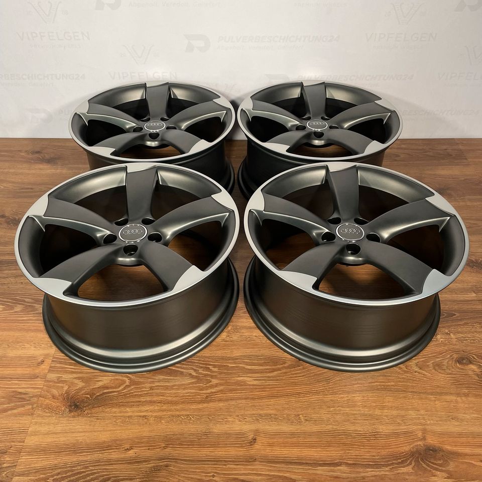 Originale 18 Zoll Audi A3 S3 8V Rotor Alufelgen 5x112 Felgen Leichtmetallfelgen schwarz matt mit glanzgedrehtem Rand (weitere Farben möglich)