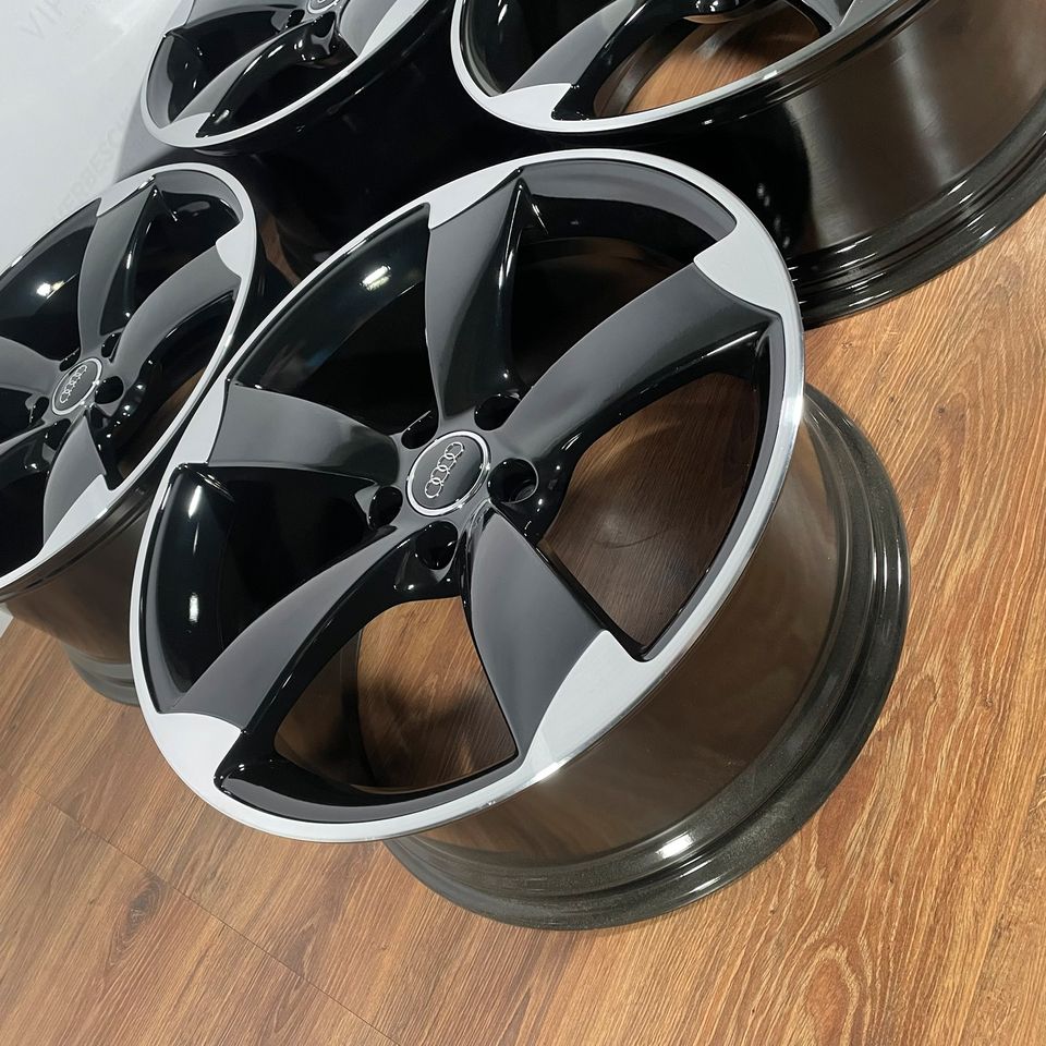 Originale 18 Zoll Audi A3 S3 8V Rotor Alufelgen 5x112 Leichtmetallfelgen Felgen schwarz glänzend glanzgedreht mit Sommerbereifung von Pirelli montiert und gewuchtet indiv. auf Kundenwunsch (weitere Farben möglich) 