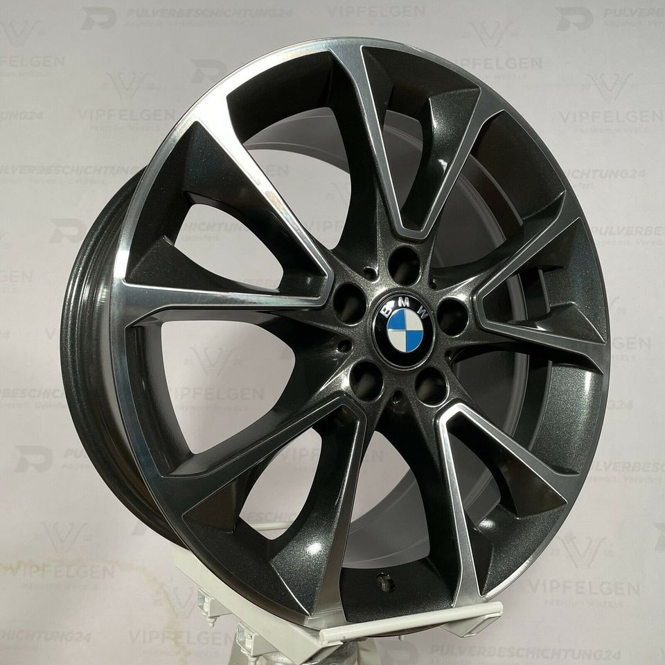 Originale 19 Zoll BMW X5 F15 Styling 449 Sternspeiche Felgen Alufelgen Leichtmetallfelgen Sparkling Iron Dark mit CNC gedrehter Front (weitere Farben möglich) 