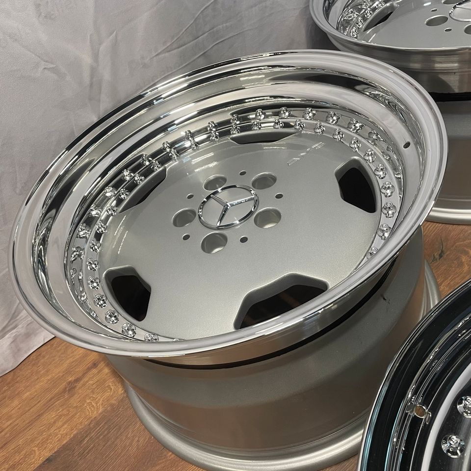 Original 15 inch Mercedes E-Class W124 8-hole alloy wheels rims silver