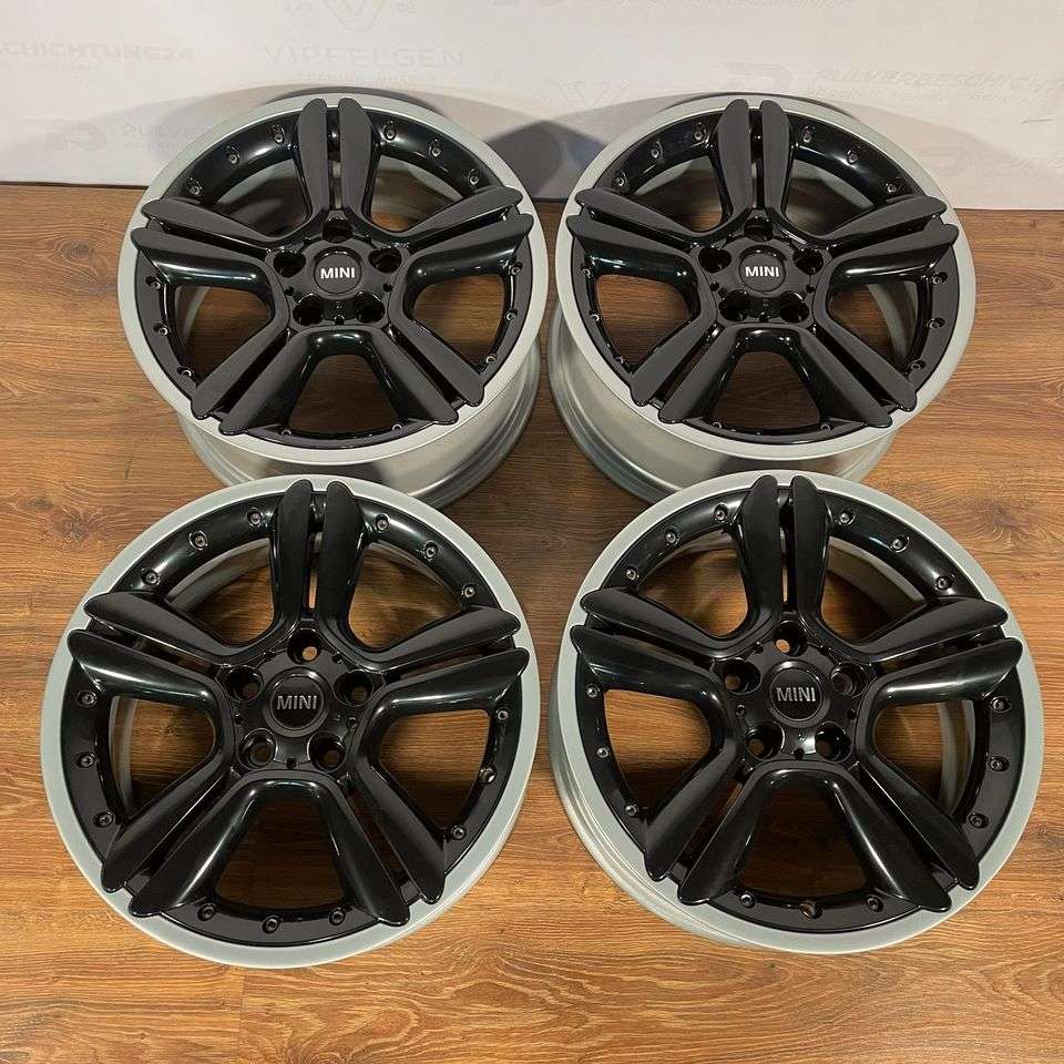 Originale 18 Zoll Mini R60 Countryman R61 Paceman R127 Alufelgen Leichtmetallfelgen schwarz glänzend + silberner Rand (andere Farben möglich) 