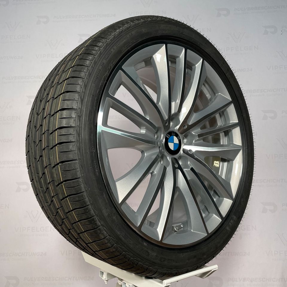 Originale 19 Zoll BMW 5er F10 Styling 332 W-Speiche Sommerräder Felgen Leichtmetallfelgen silber mit glanzgedrehter Front (weitere Farben möglich)