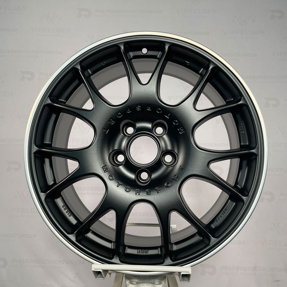 Originale 18 Zoll BBS CH013 Motorsport Alufelgen 8x18 ET38 5x114.3 Schwarz matt mit silbernen Rand (weitere Farben möglich)