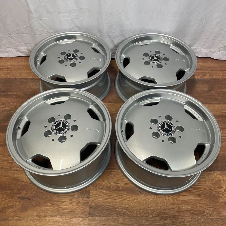 Original 15 Inch Mercedes E-Class W124 8 Hole Alloy Wheels Rims argint