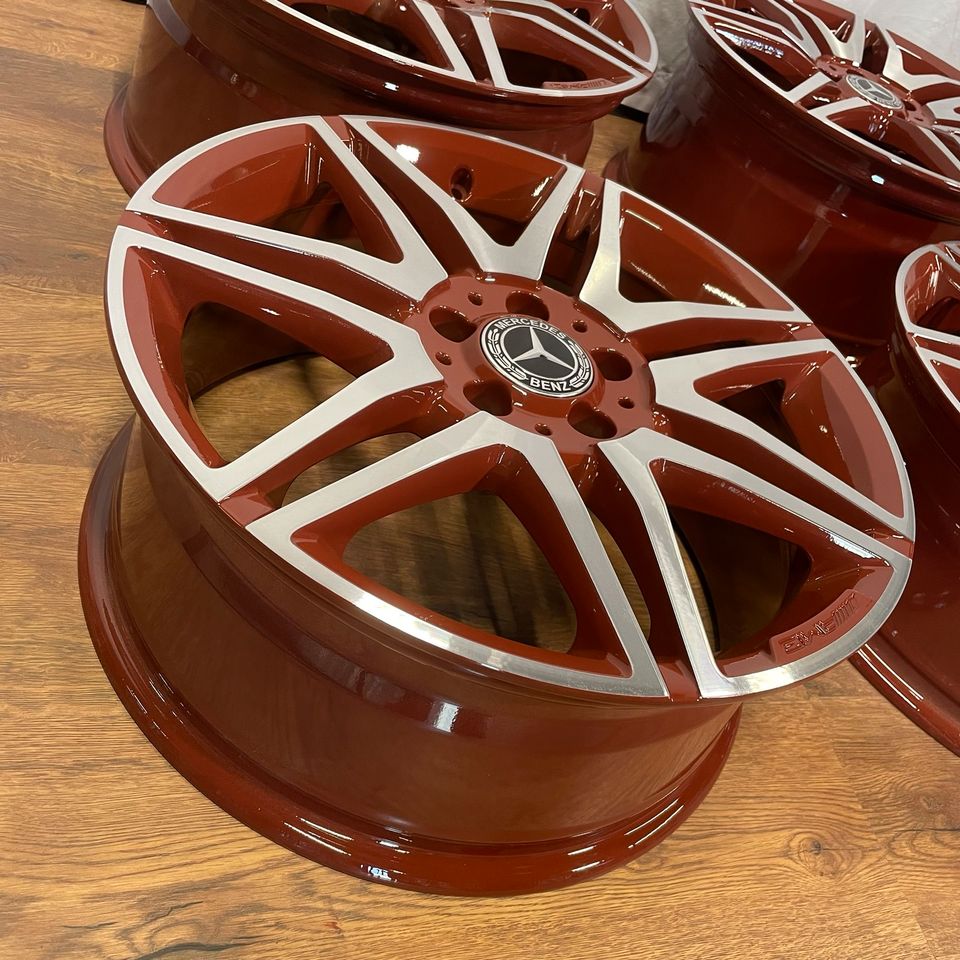 Originale 19 Zoll AMG Mercedes V-Klasse W447 Vito Viano Alufelgen Felgen Leichtmetallfelgen colonial red mit glanzgedrehter Front (weitere Farben möglich)