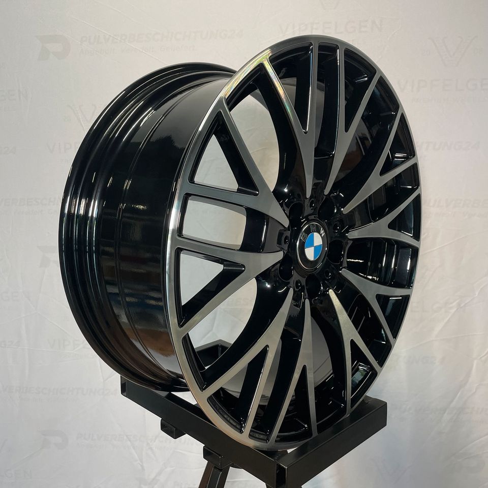 Originale 20 Zoll BMW 4er F32 F33 Styling 404 Kreuzspeiche Alufelgen Felgen Leichtmetallfelgen schwarz glänzend mit glanzgedrehter Front (weitere Farben möglich)