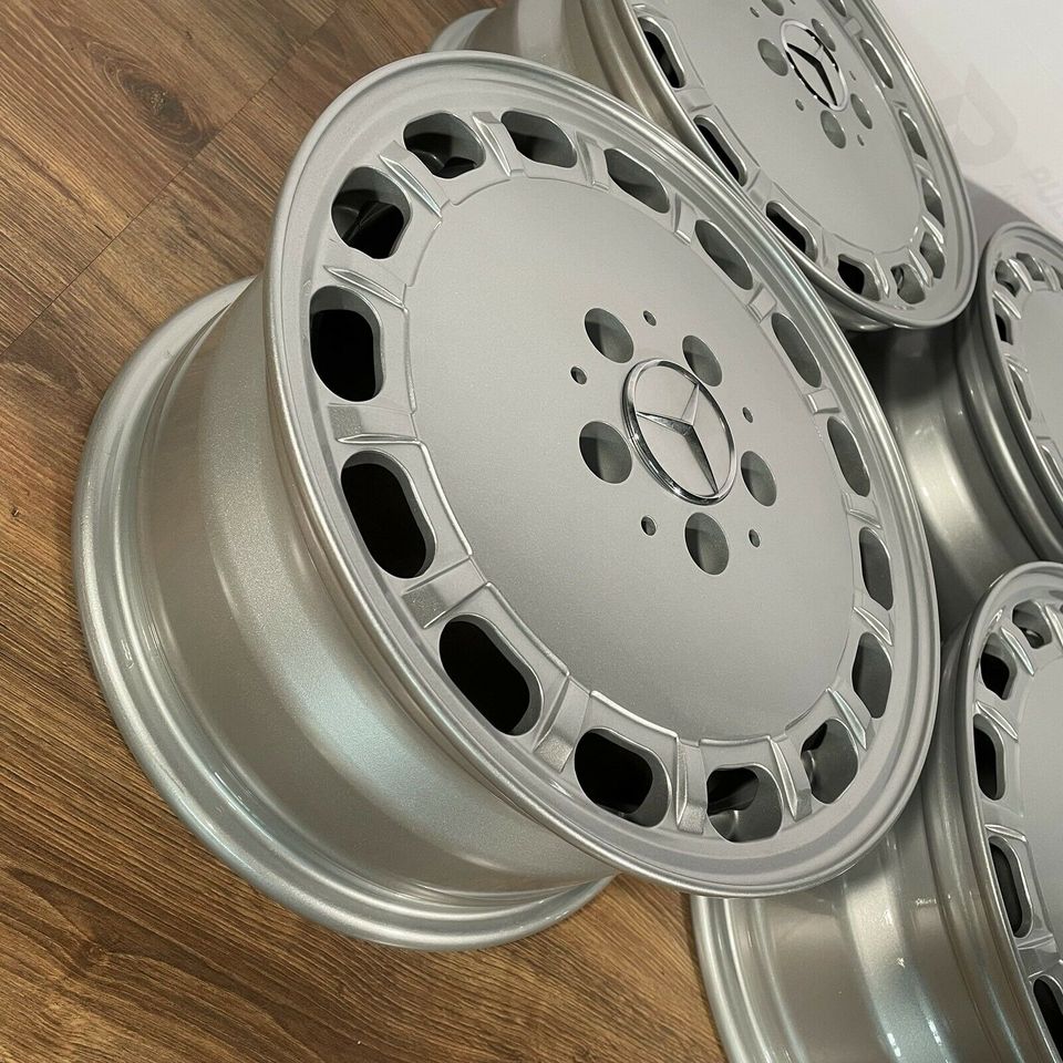 Originale 15 Zoll Mercedes W126 C126 R107 Gullideckel Alufelgen Felgen Leichtmetallfelgen silber glänzend (weitere Farben möglich)